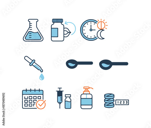 Medical icons health time treatment and schedule