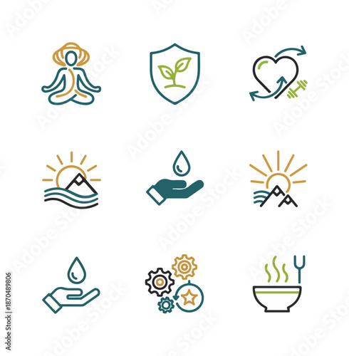 Set of environmental and sustainable icons for concepts