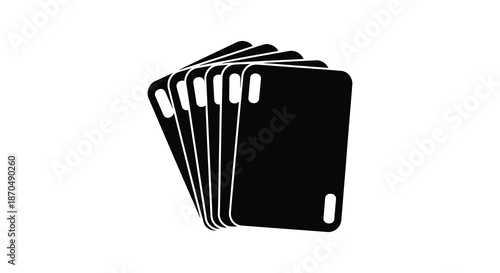 A striking visual of several playing cards stacked neatly together presented as a silhouette