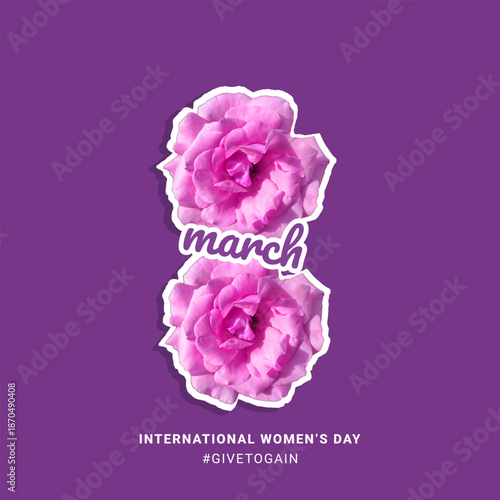 Give to Gain campaign poster for International Women’s Day 2026. IWD 2026