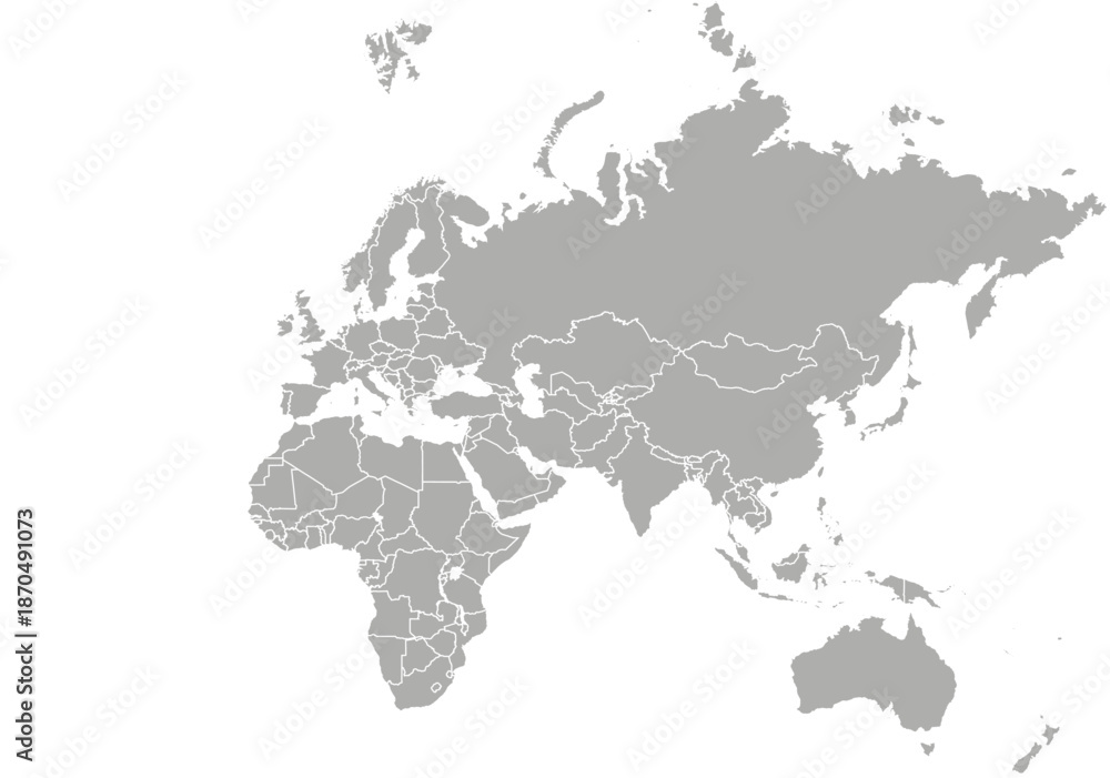 Fototapeta premium Blank political world map showing Europe Asia Africa and Australia ideal for global business and education concepts background