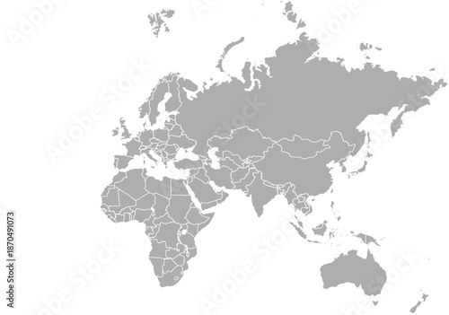 Blank political world map showing Europe Asia Africa and Australia ideal for global business and education concepts background