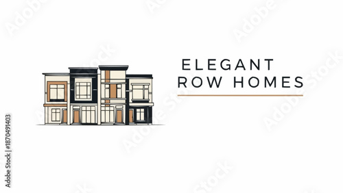 Modern Row Homes Architectural Illustration Elegant Design.