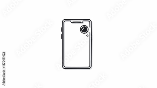 Modern smartphone with camera lens icon outline.