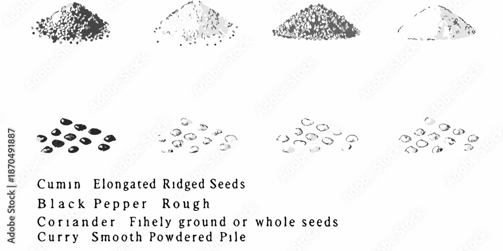 Αυτοκόλλητο Variety of spices in pile and seed forms cumin coriander pepper and curry