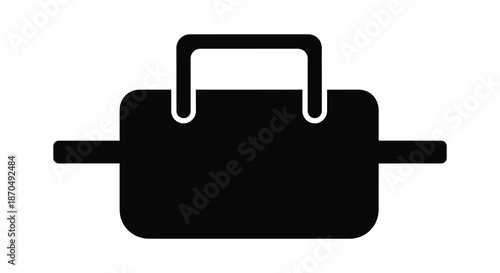 A simple black outline of a cooking pot with handles a minimalist kitchenware silhouette