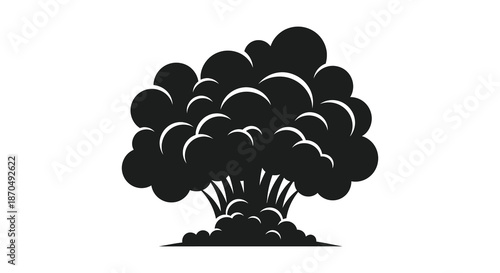 A strikingly dark puffy cloud formation presented as a bold dramatic silhouette