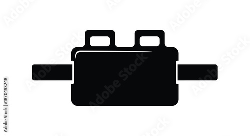 A striking black silhouette of a classic cooking pot with handles top view silhouette