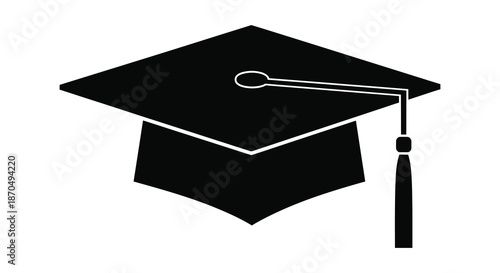 A striking black graduation cap design a symbol of academic achievement presented as a silhouette