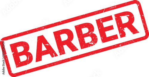 Red Distressed Barber Stamp Isolated on White Background – Illustration Design