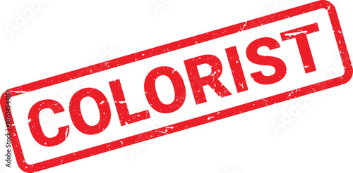 Red Grunge Colorist Rubber Stamp on White Background Professional