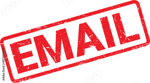 Red Grunge Rubber Stamp with the Word Email, Isolated on White Background Texture