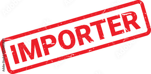 Red Importer Rubber Stamp with Grunge Effect for International Trade and Import Business