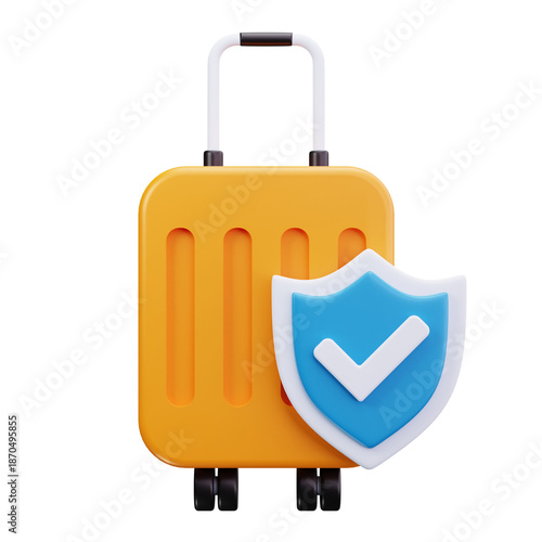 3D Travel Insurance Luggage Protection Icon
