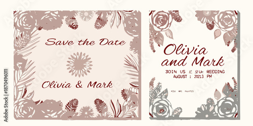 Floral save the date cards for olivia and mark s wedding announcement