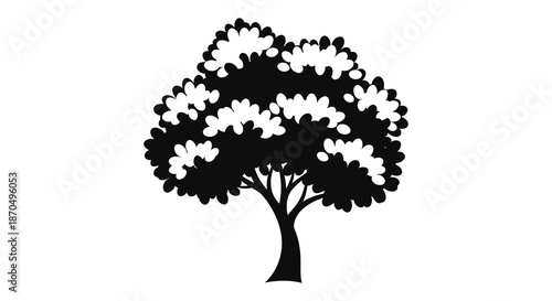 A striking black tree form against a white background a simple yet elegant silhouette