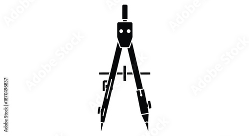 A striking black and white image of a drafting compass a tool for precise circles silhouette