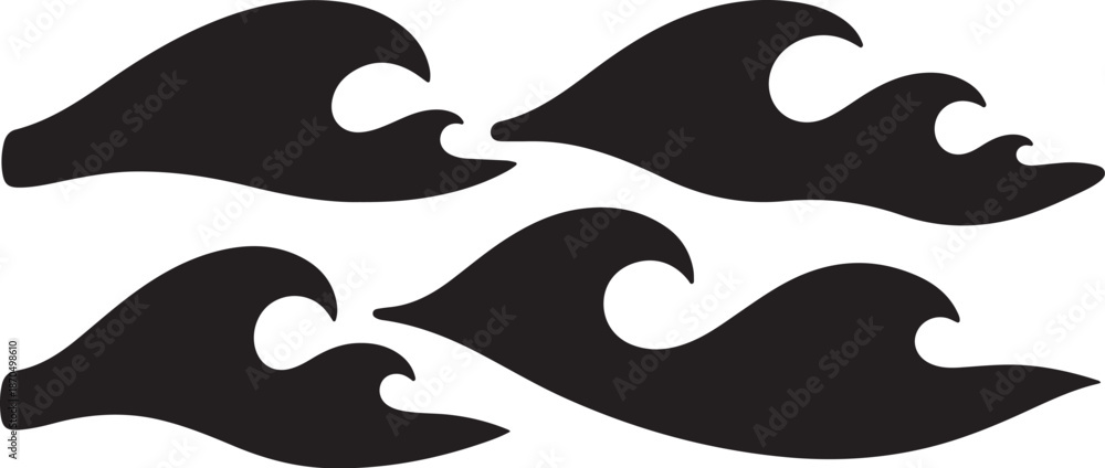 Obraz premium Black wave silhouettes on white background graphic design