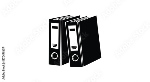 a simple representation of two black ring binder files standing together a distinct silhouette