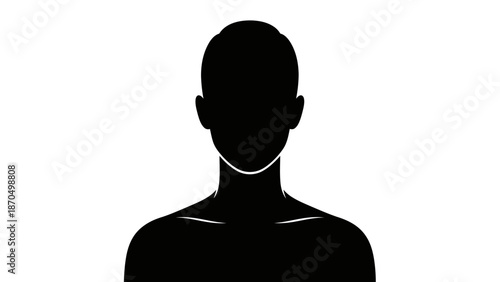 A black silhouette of a person's head and shoulders against a white background.