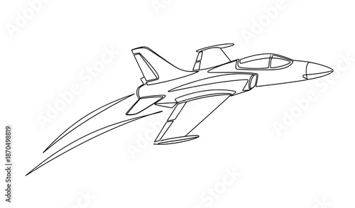One Line Art Remote Control Jet Plane Vector Illustration