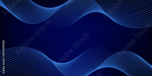 Futuristic abstract background. Glowing flowing wave lines design. Modern shiny blue moving lines element. Future technology concept. Horizontal banner template. Vector illustration