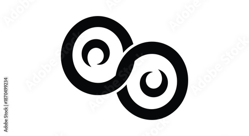 Intricate black design featuring two interconnected spiral shapes a striking graphic element silhouette