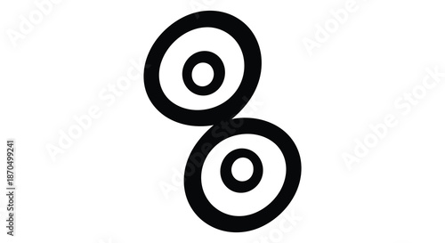Two concentric circles stacked vertically featuring a dark outline and inner details silhouette