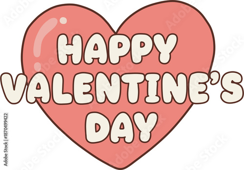 Happy Valentine's Day Greeting Typography on Pink Heart.