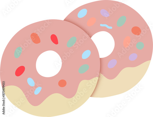 Two Delicious Glazed Donuts with Pink Frosting and Colorful Sprinkles.
