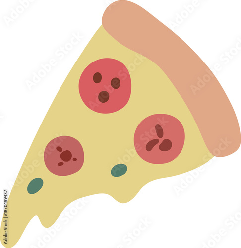 Delicious Pepperoni Pizza Slice Illustration with Melting Cheese.