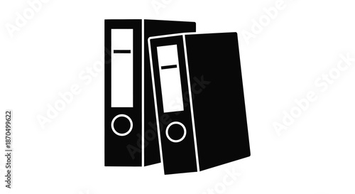 A simple graphic presentation of three black ring binder files a striking silhouette