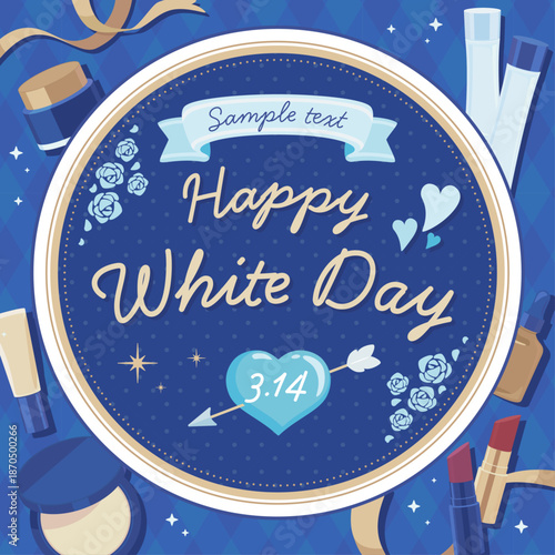 ホワイトデーフレーム_丸フレーム_コスメ_正方形