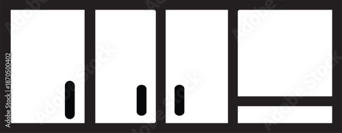 Simple line drawing of a modern kitchen oven with a visible rack