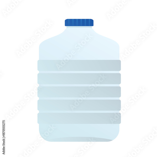 Large plastic water gallon jug with blue cap vector illustration