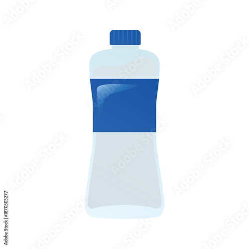 Clear plastic water bottle with blue label vector illustration