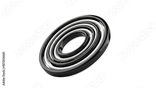 Abstract Black and White Oval Rings