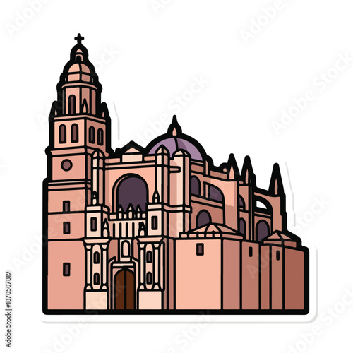 Ancient architectural structure with domes and towers