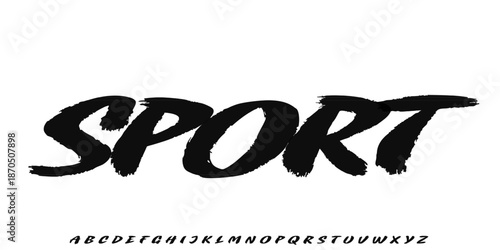 Brush hand drawn vector font. Rough and brush textured style font. Capital alphabet with variation.