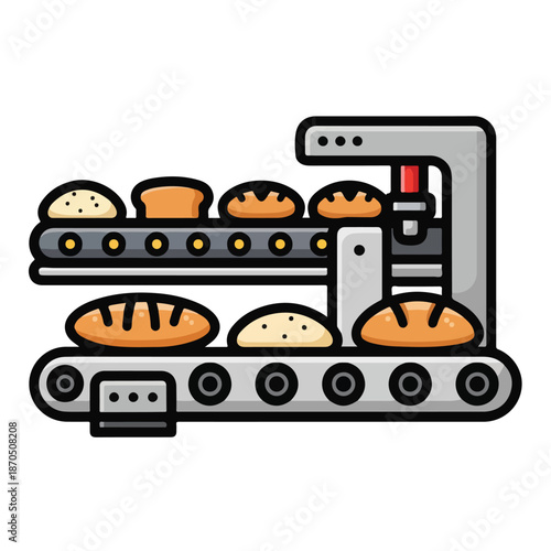 Cartoon bread conveyor belt