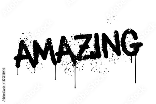 Amazing word graffiti spray paint texture street art style on white background