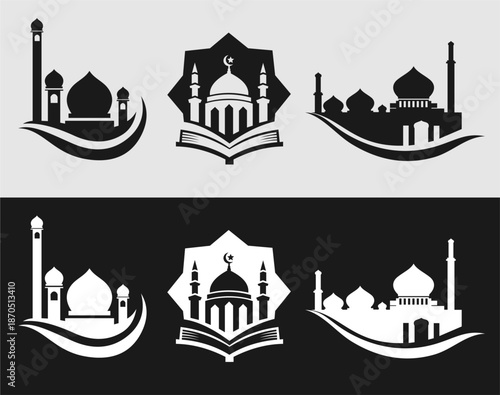 set of mosque vector logo silhouette