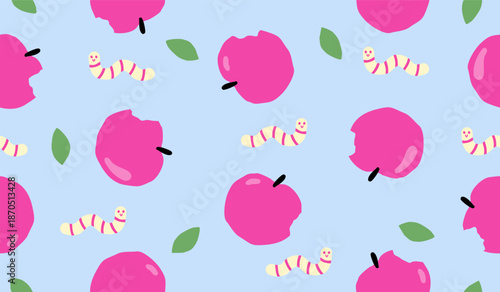 Cute apple fruits pattern background vector design