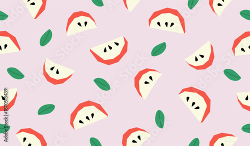 Cute apple fruits pattern background vector design