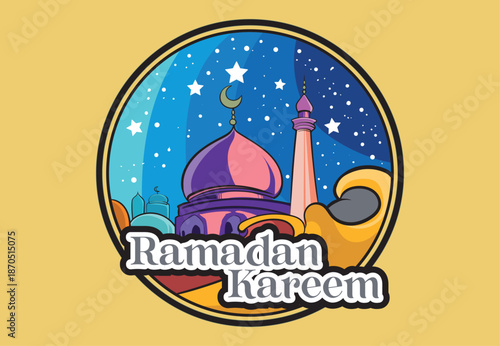 Ramadan Kareem. Islamic greeting card template with ramadan for wallpaper design. Poster, media banner.