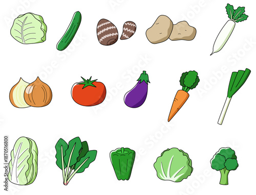 指定野菜15種類のイラストセット