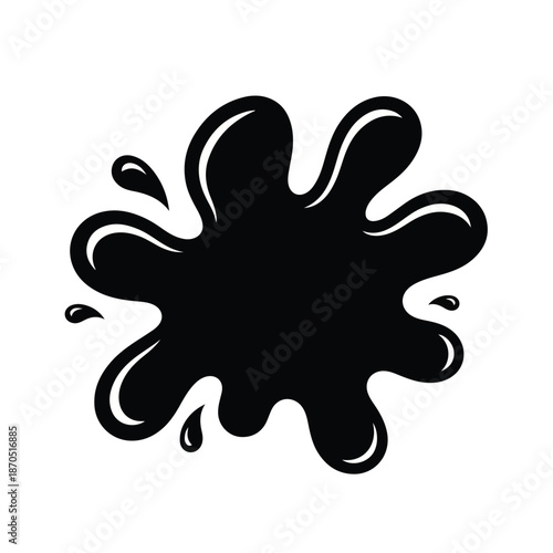 A large black inkblot with irregular edges