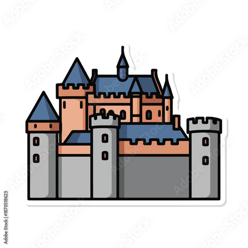 A medieval-style castle with towers and battlements