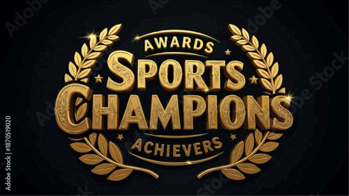 Awards Winner Sports Champions Achievers 3D Golden Vintage Logo Design