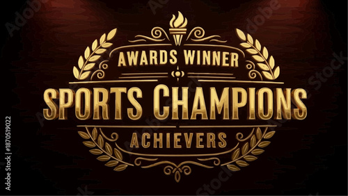 Awards Winner Sports Champions Achievers 3D Golden Vintage Logo Design